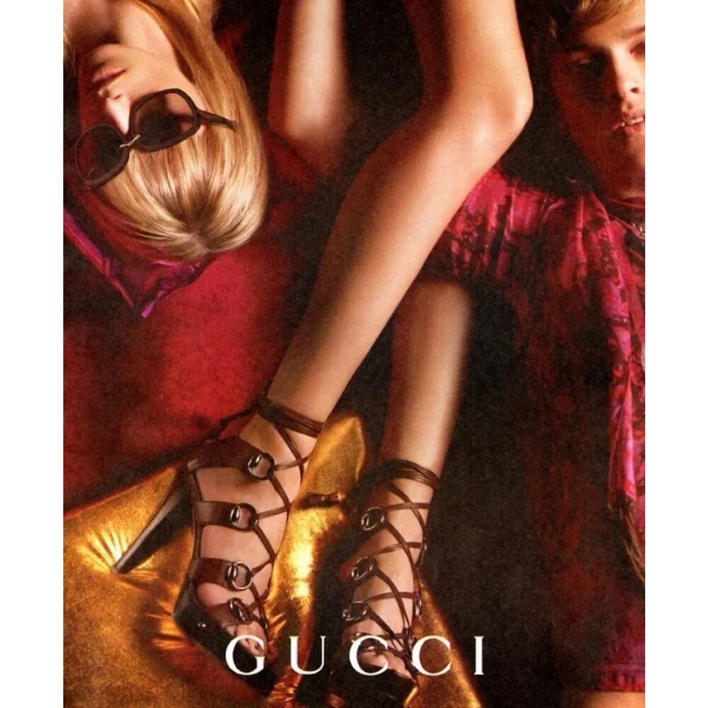Gucci SS2007 Runway Cage Strappy Platform Lace Up Spice Brown Sandals US 7.5 - Picture 3 of 15
